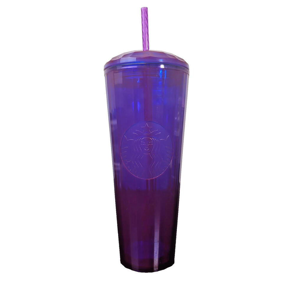 (NEW) Starbucks 2021 Purple Kaleidoscope 24oz Cold Cup Tumbler + Straw